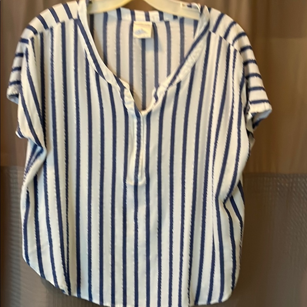 Navy and White Striped Women's Blouse